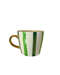 Carla Dinnage Hand Painted Green Stripe Mug