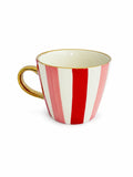 Carla Dinnage Hand Painted Pink & Red Striped Mug