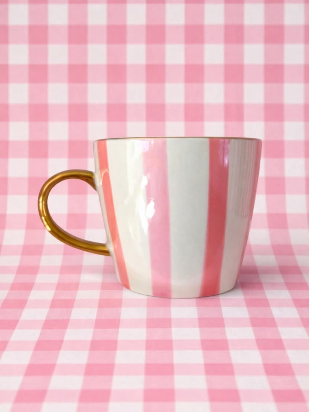 Carla Dinnage Hand Painted Pink Stripe Mug