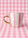 Carla Dinnage Hand Painted Pink Stripe Mug