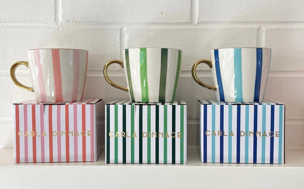 Carla Dinnage Hand Painted Pink Stripe Mug