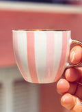Carla Dinnage Hand Painted Pink Stripe Espresso Cup