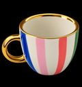Carla Dinnage Hand Painted Multi Coloured Stripe Espresso Cup