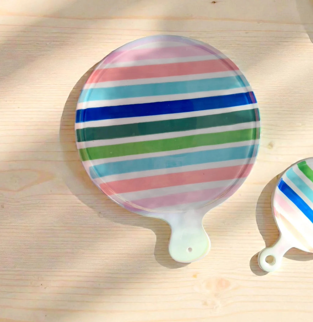 Carla Dinnage Large Hand Painted Stripe Charcuterie Board
