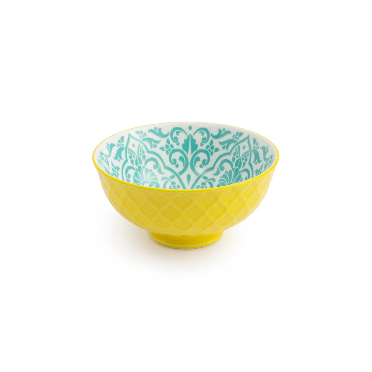 Mikasa Nibble Bowl 12cm Yellow And Blue Geometric