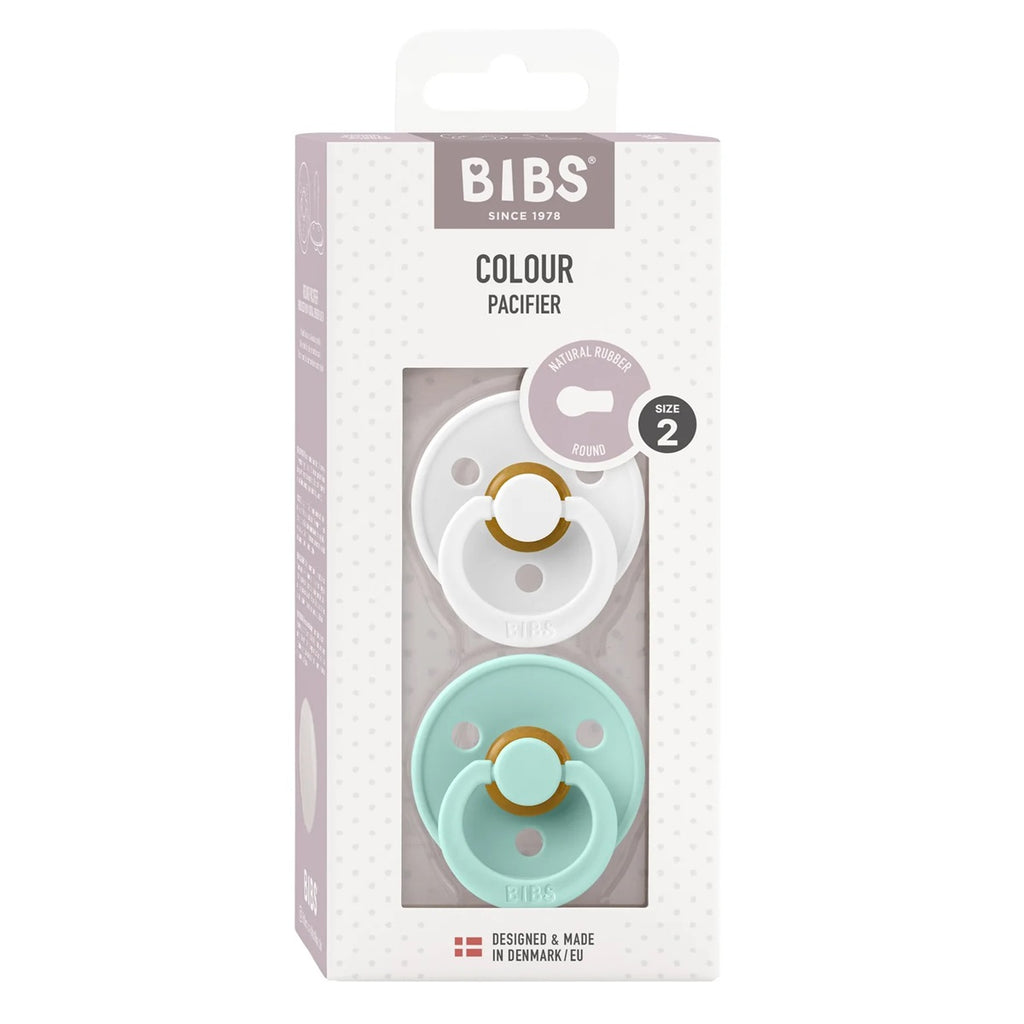 Bibs Colour Dummies Twin Pack Size 2 - White/mint