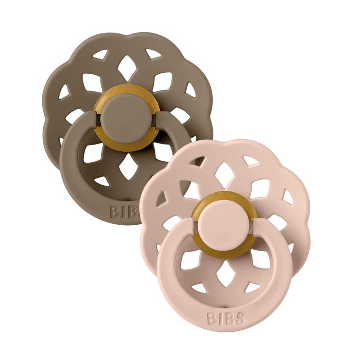 Bibs Boheme Dummies Twin Pack Size 1 - Dark Oak/blush