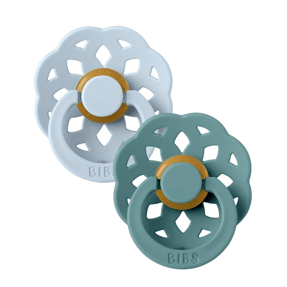 Bibs Boheme Dummies Twin Pack Size 1 - Baby Blue/island Sea