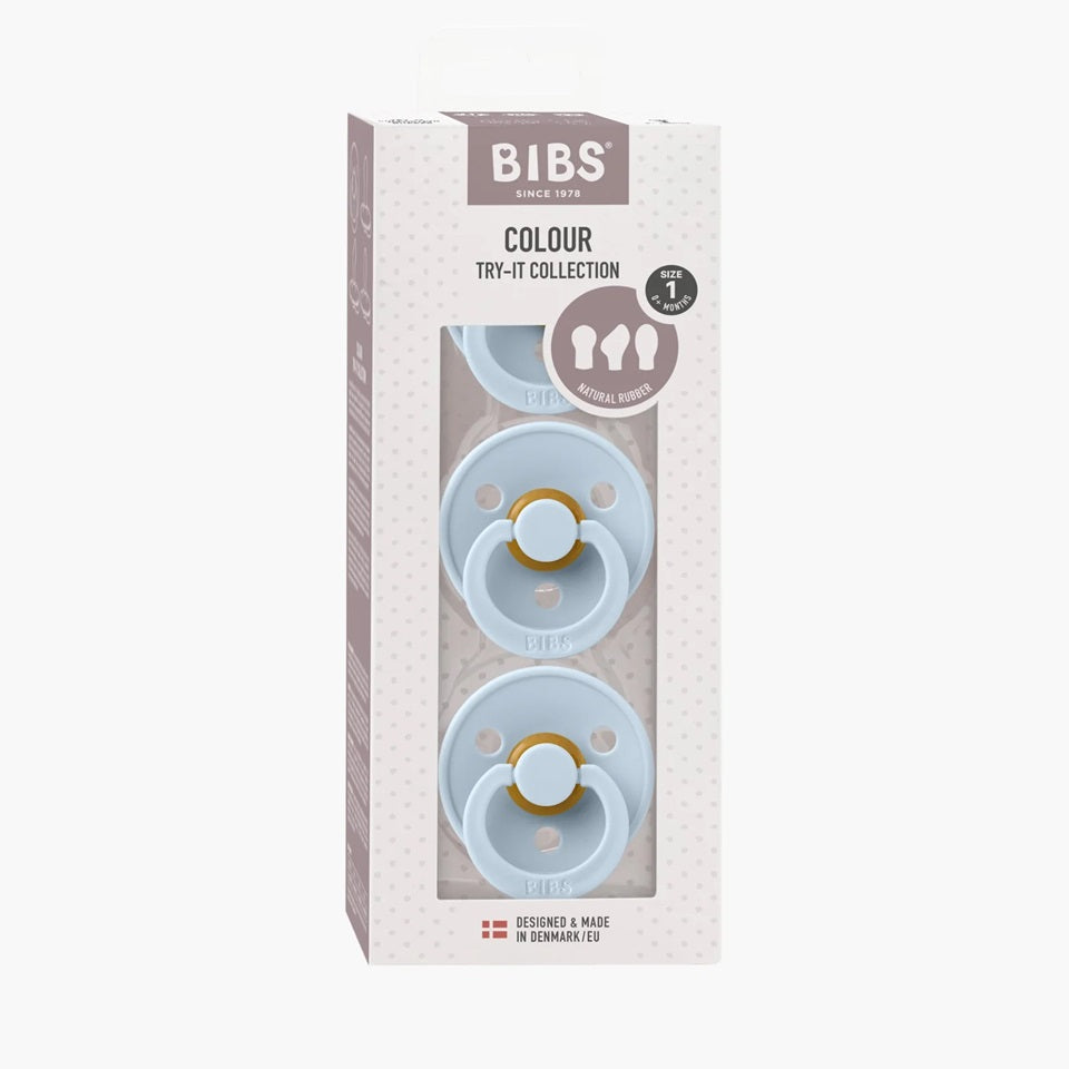 Bibs Try-it Colour Dummies 3pk Size 1 - Baby Blue