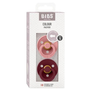 Bibs Colour Dummies Round Size 1 - Dusty Pink/elderberry