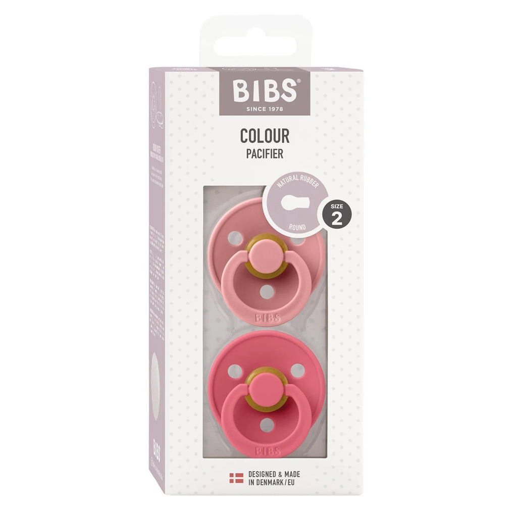 Bibs Colour Dummies Twin Pack Size 2 - Dusty Pink/coral