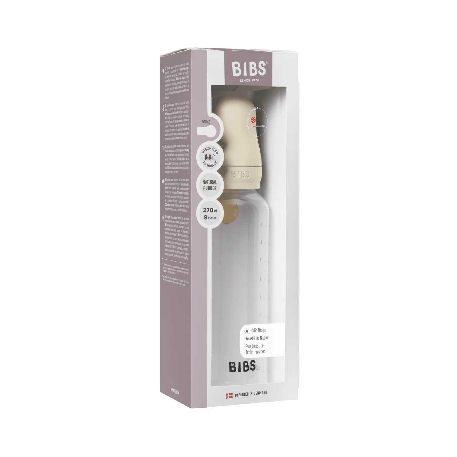 Bibs Baby Bottle Complete Set 270ml Latex - Ivory