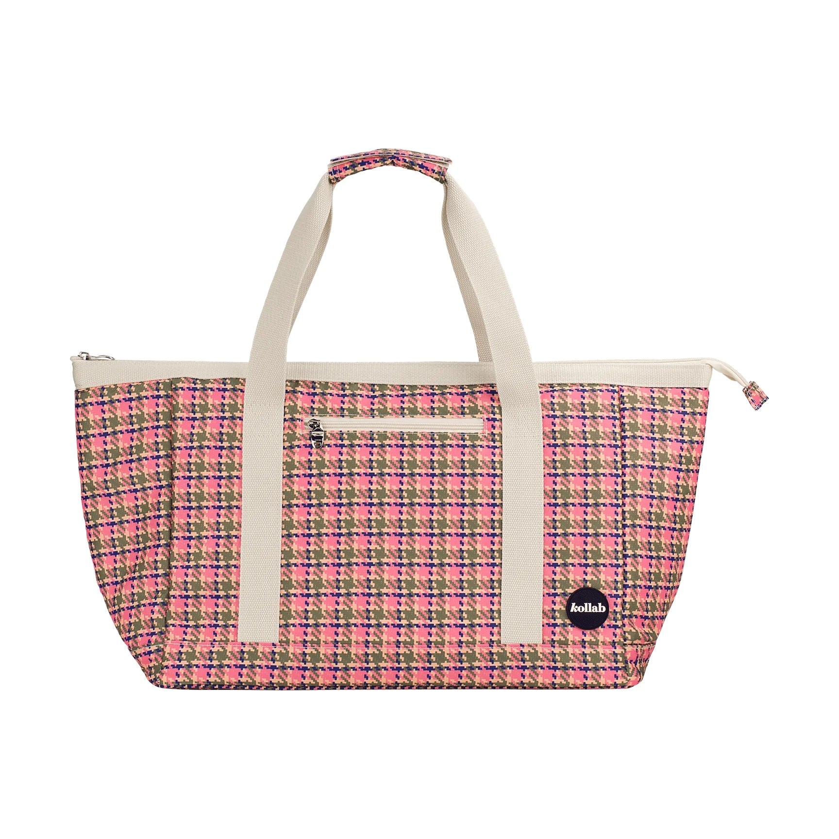 Kollab Tote Bag Pink Houndstooth