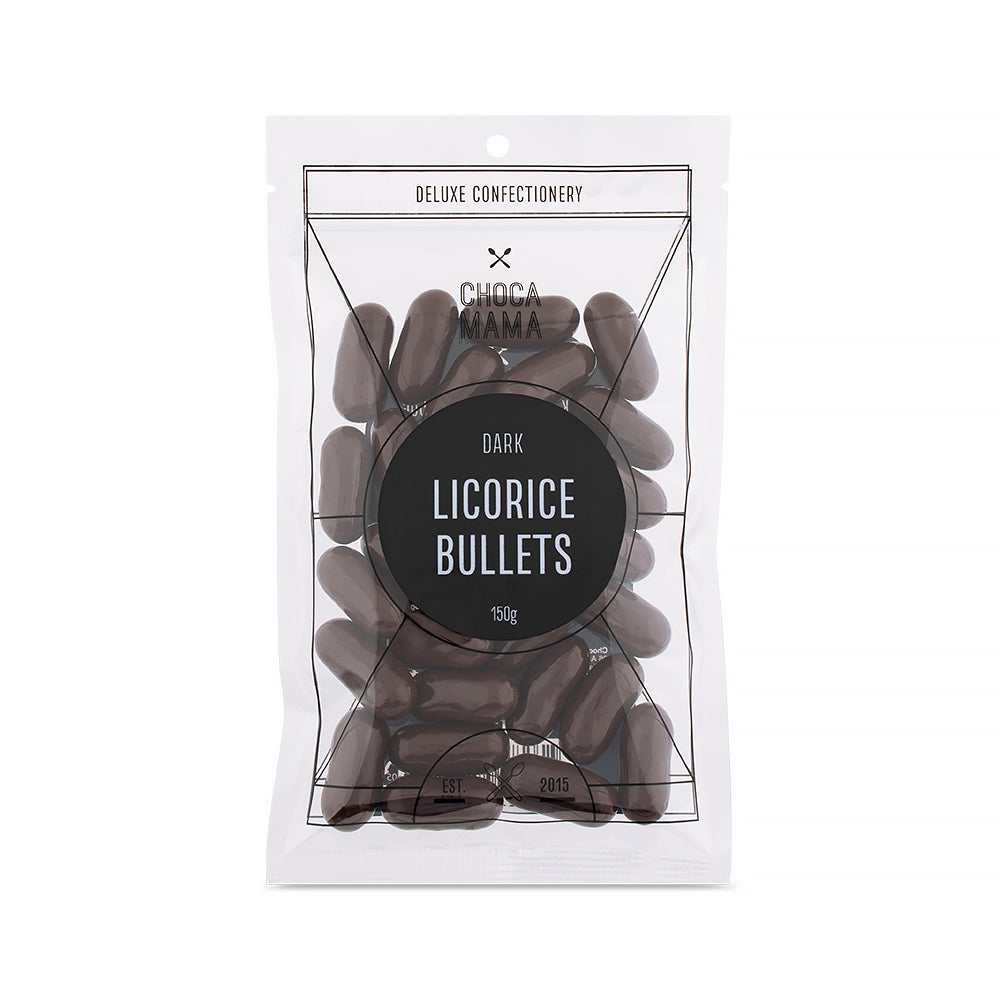 Chocamama Dark Chocolate Licorice Bullets 150g