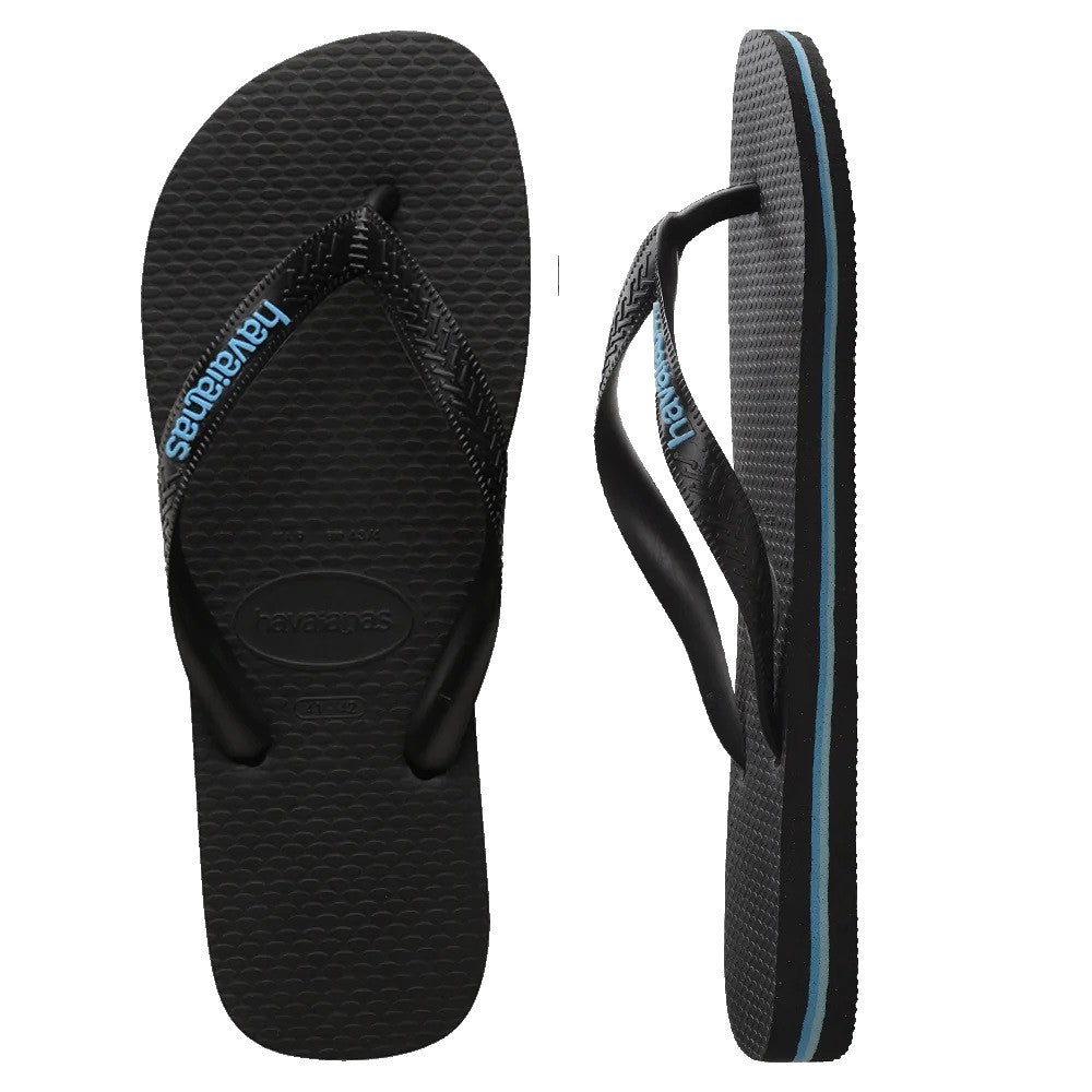 Havaianas Rubber Logo Black/blue Thongs