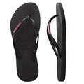 Havaianas Slim Metal Logo Black/hot Pink [sz:35-36]