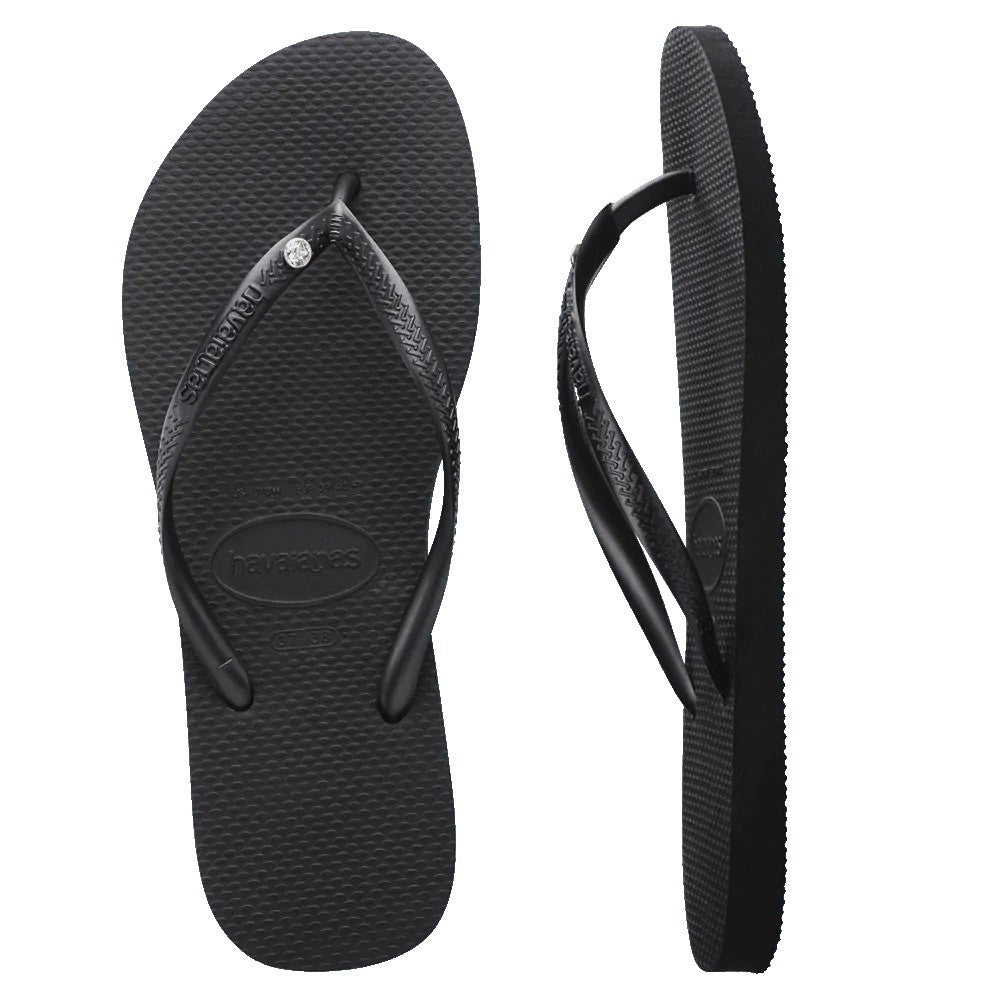 Havaianas Slim Crystal Black Thongs