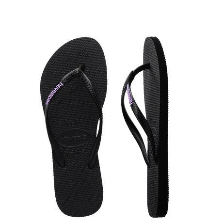 Havaianas Kids Slim Rubber Logo Black/lilac Thongs