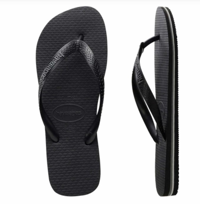 Havaianas Rubber Logo Black/steel Grey Thongs [sz:39-40]