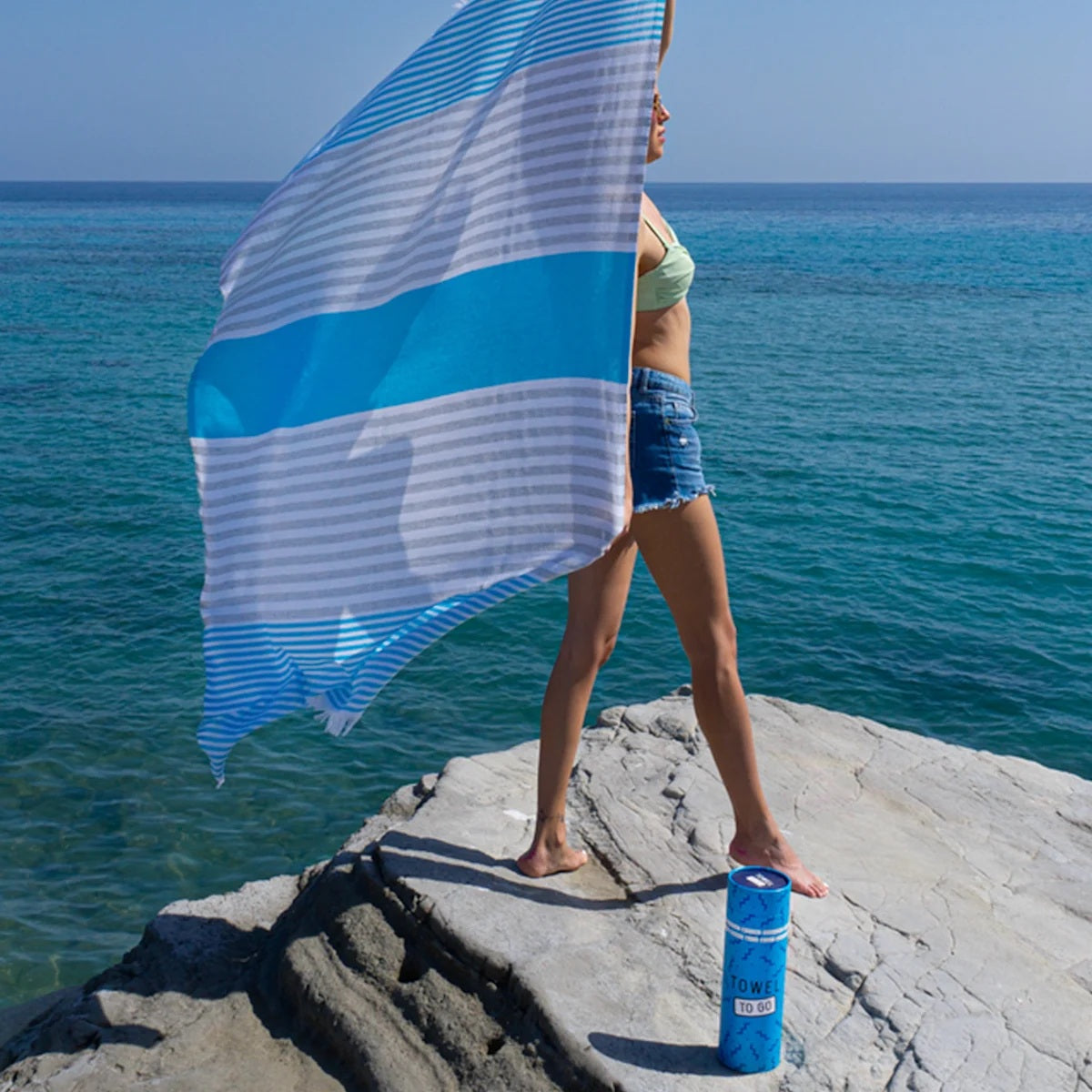 Towel To Go Bali Towel Turquoise/grey