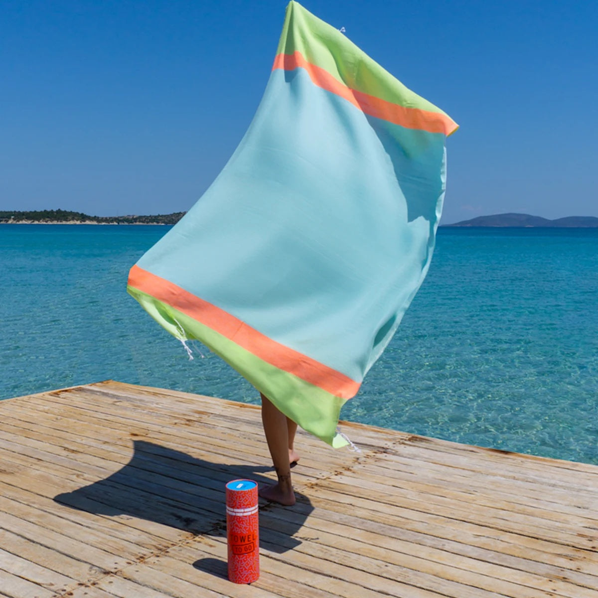 Towel To Go Neon Bag Towel Green/blue
