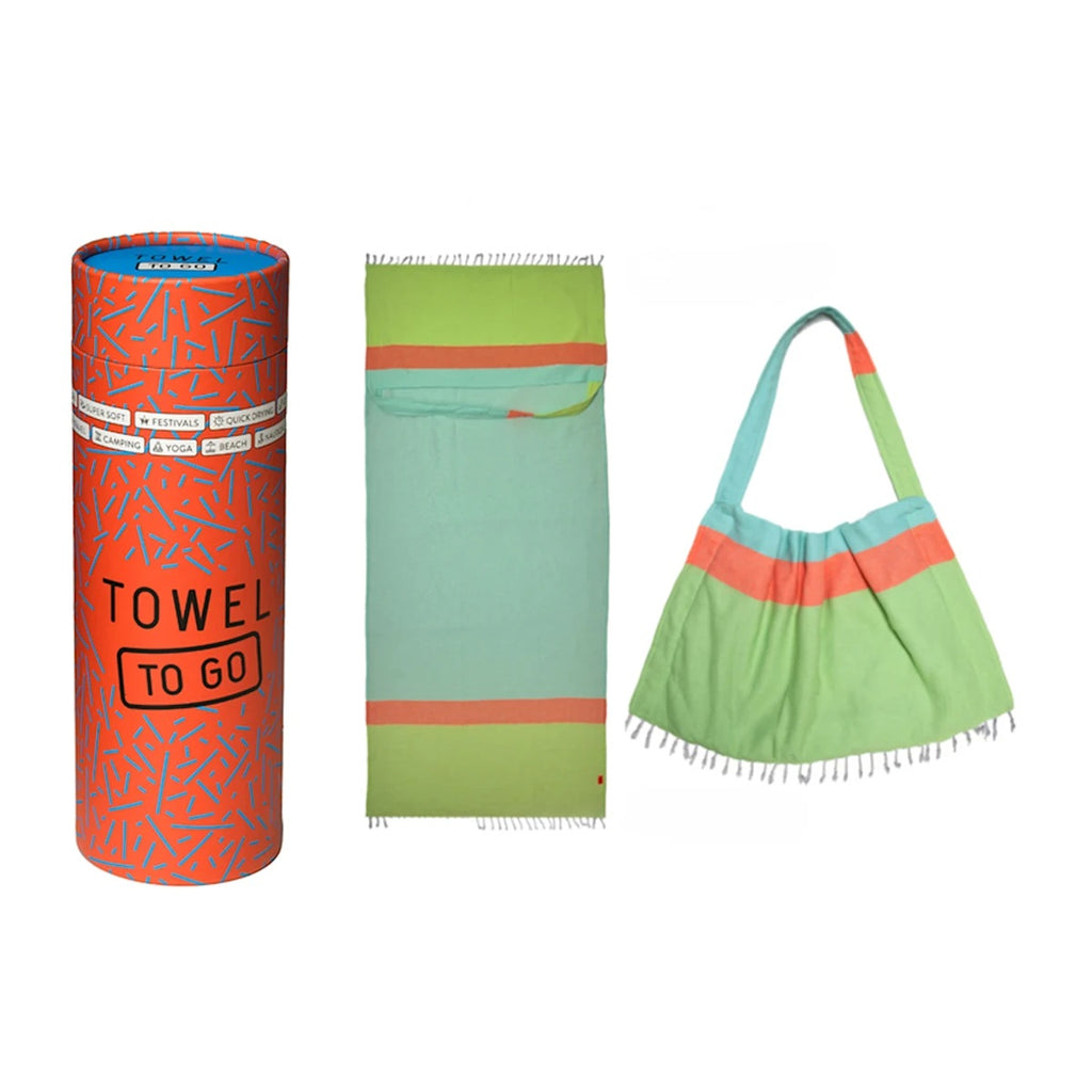 Towel To Go Neon Bag Towel Green/blue