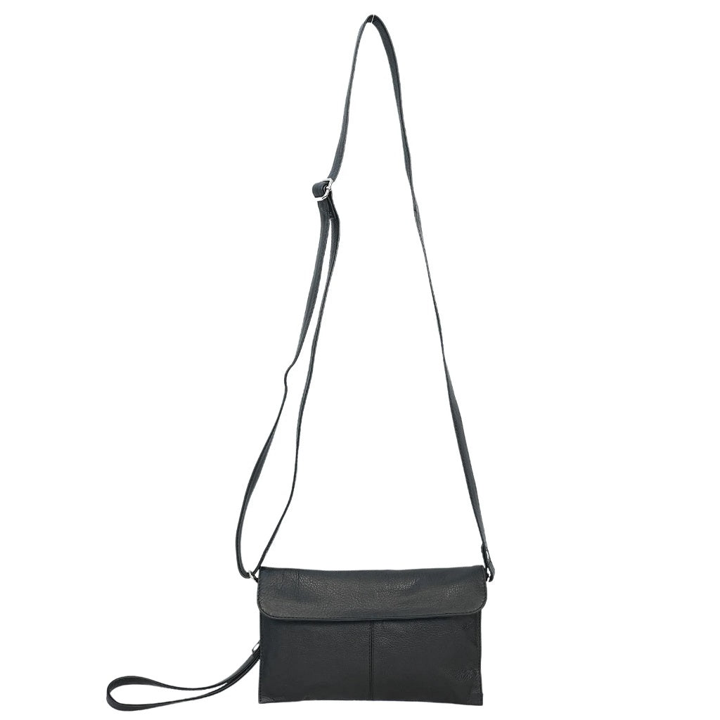 Cenzoni Small Leather Ladies Crossbody Bag - Black