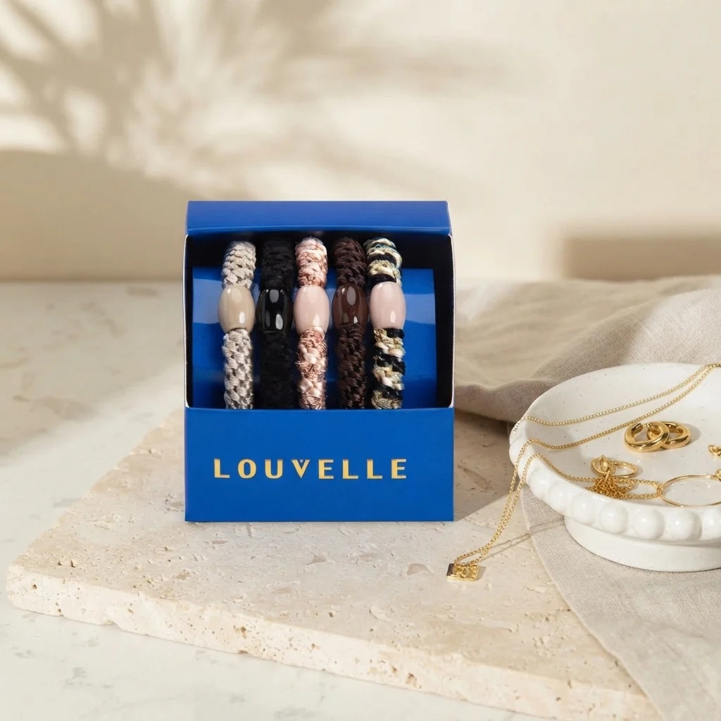 Louvelle Woven Hair Ties In Neutrals