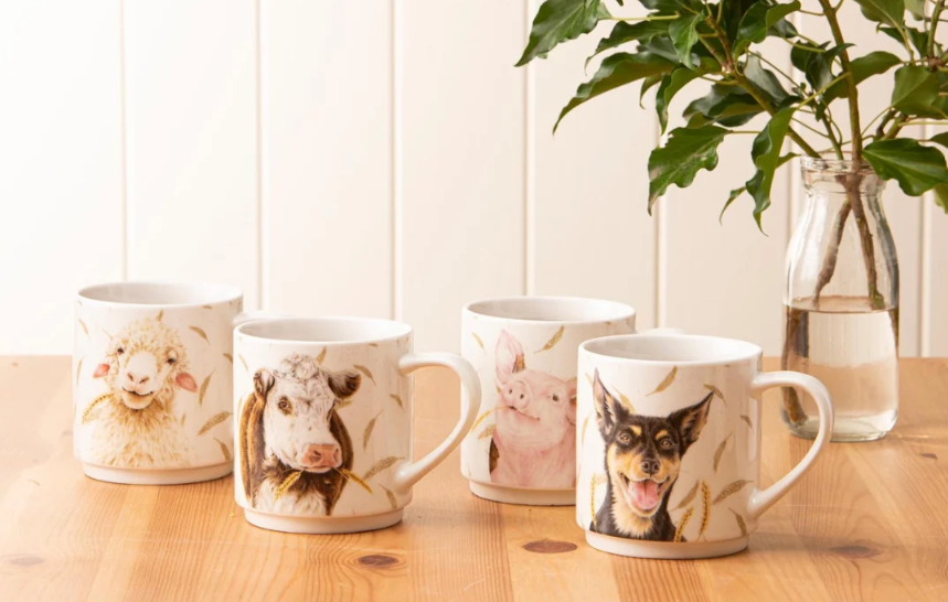 Ashdene Farmyard Faces Stackable 4pk Mug