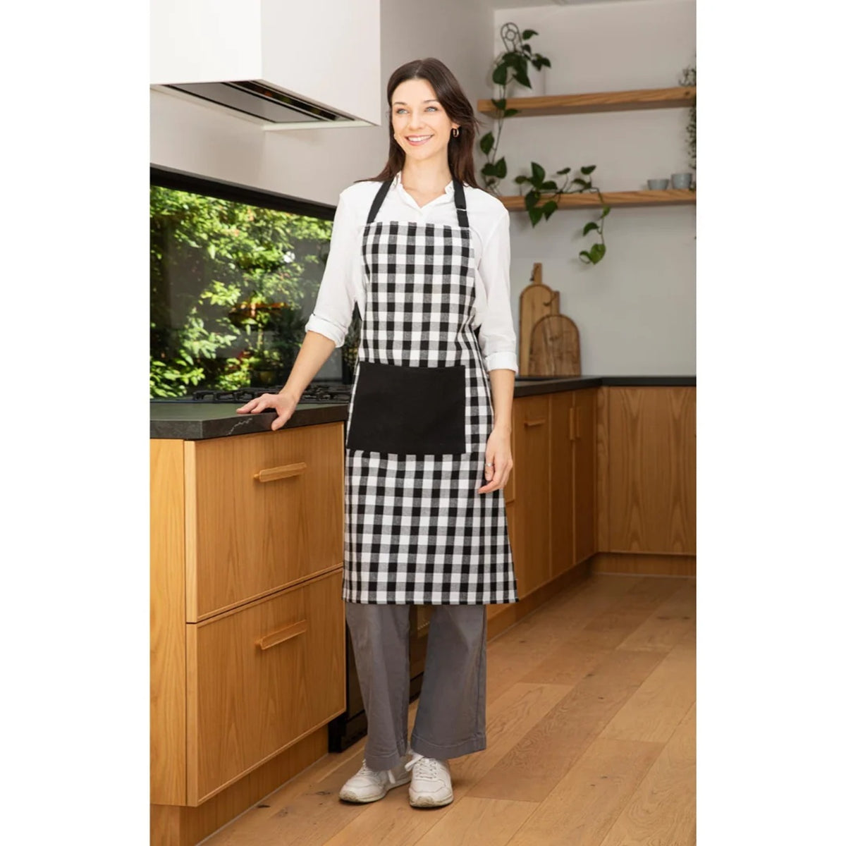 Ladelle Eco Gingham Black Apron
