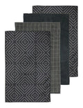 Ladelle Benton Charcoal Microfibre 4pk Kitchen Towel