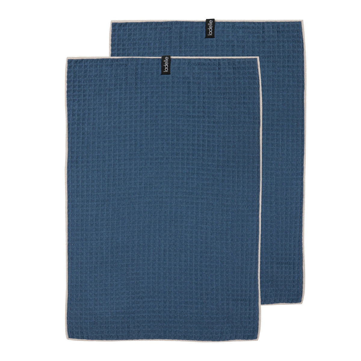 Ladelle Mega Waffle Microfibre Navy 2pk Kitchen