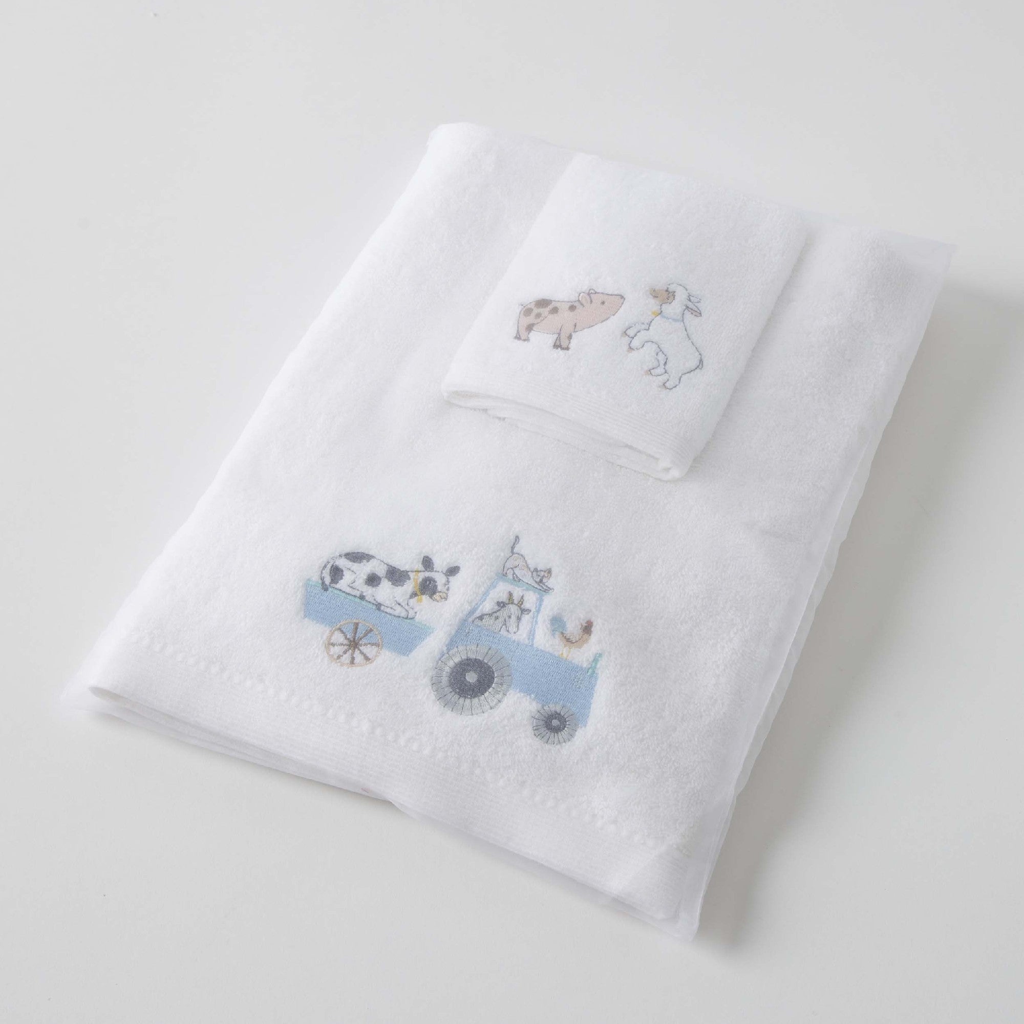 Jiggle & Giggle Farm Fun Bath Towel & Face Washer In Organza Bag