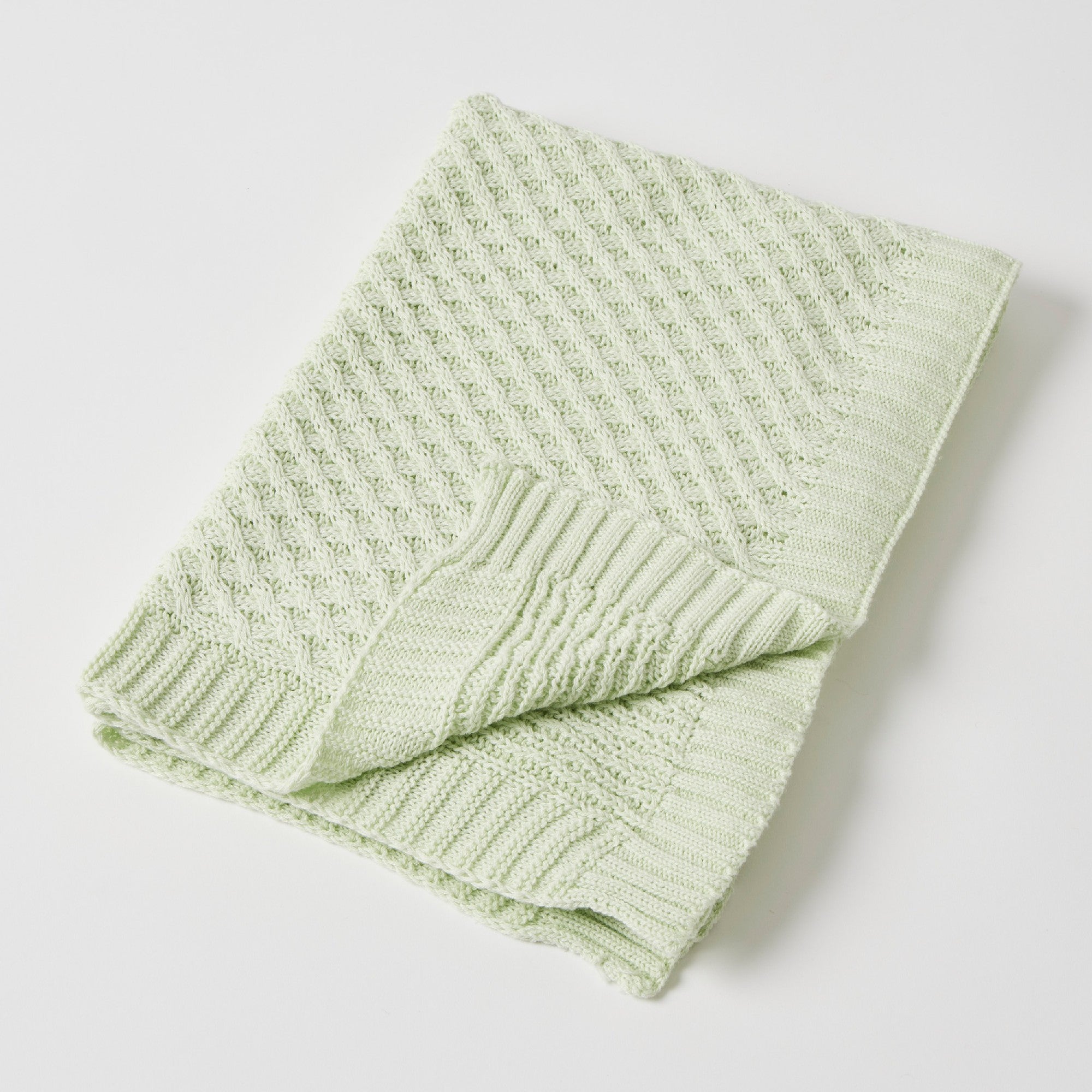 Jiggle & Giggle Green Basket Weave Knit Blanket