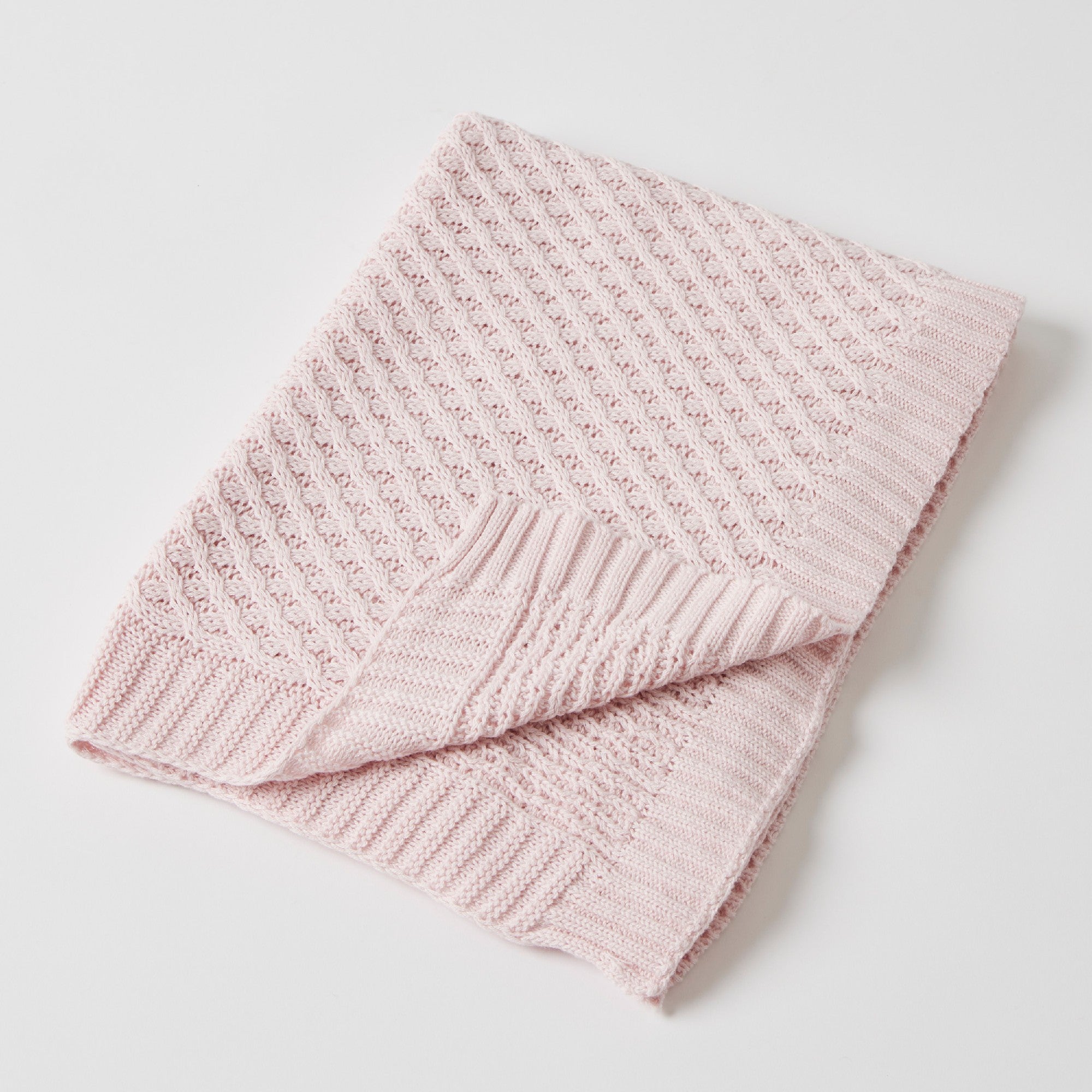 Jiggle & Giggle Pink Basket Weave Knit Blanket