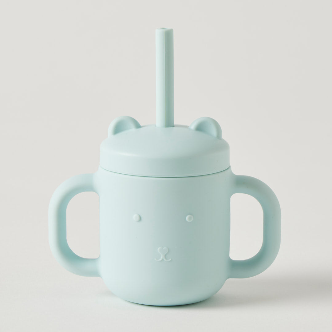 Jiggle & Giggle Riley Silicone Sippy Cup With Straw Blue