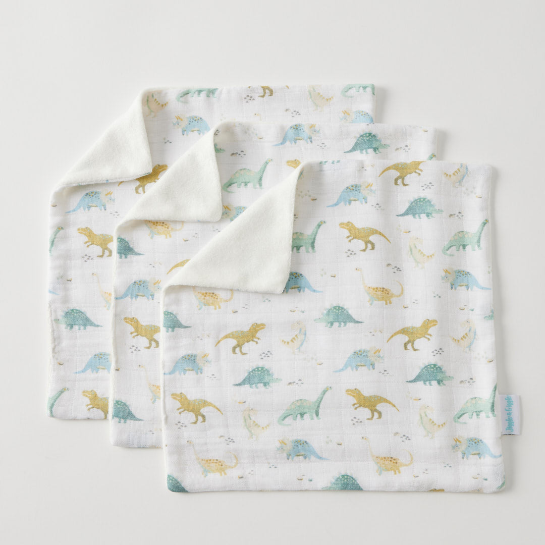 Jiggle & Giggle Dallying Dinosaurs Face Washer Set Of 3