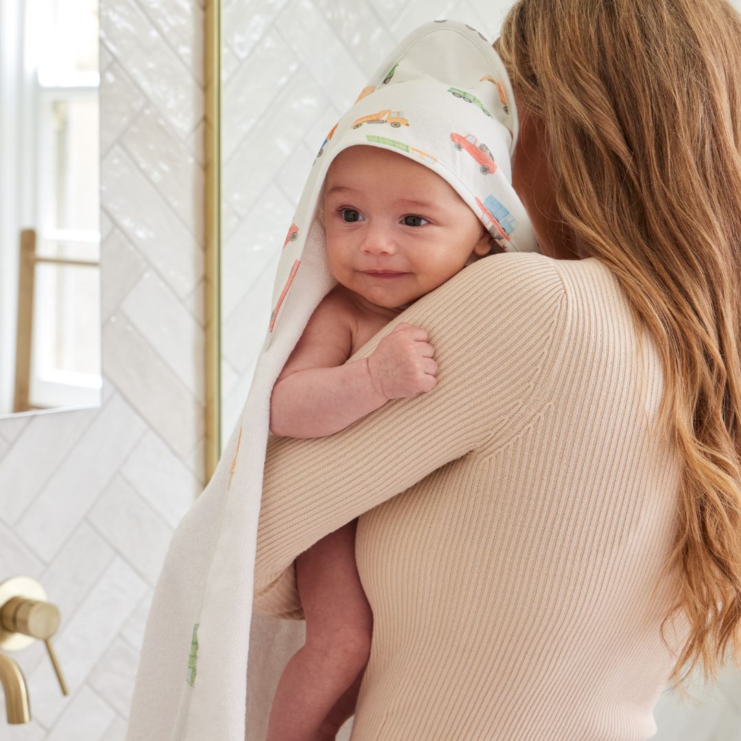 Jiggle & Giggle Trucking Along Hooded Towel