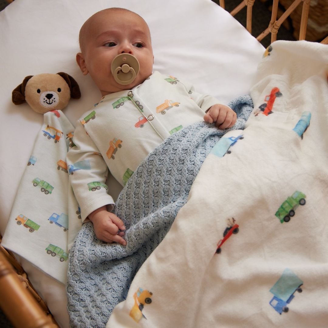 Jiggle & Giggle Trucking Along Soft Fleece Blanket