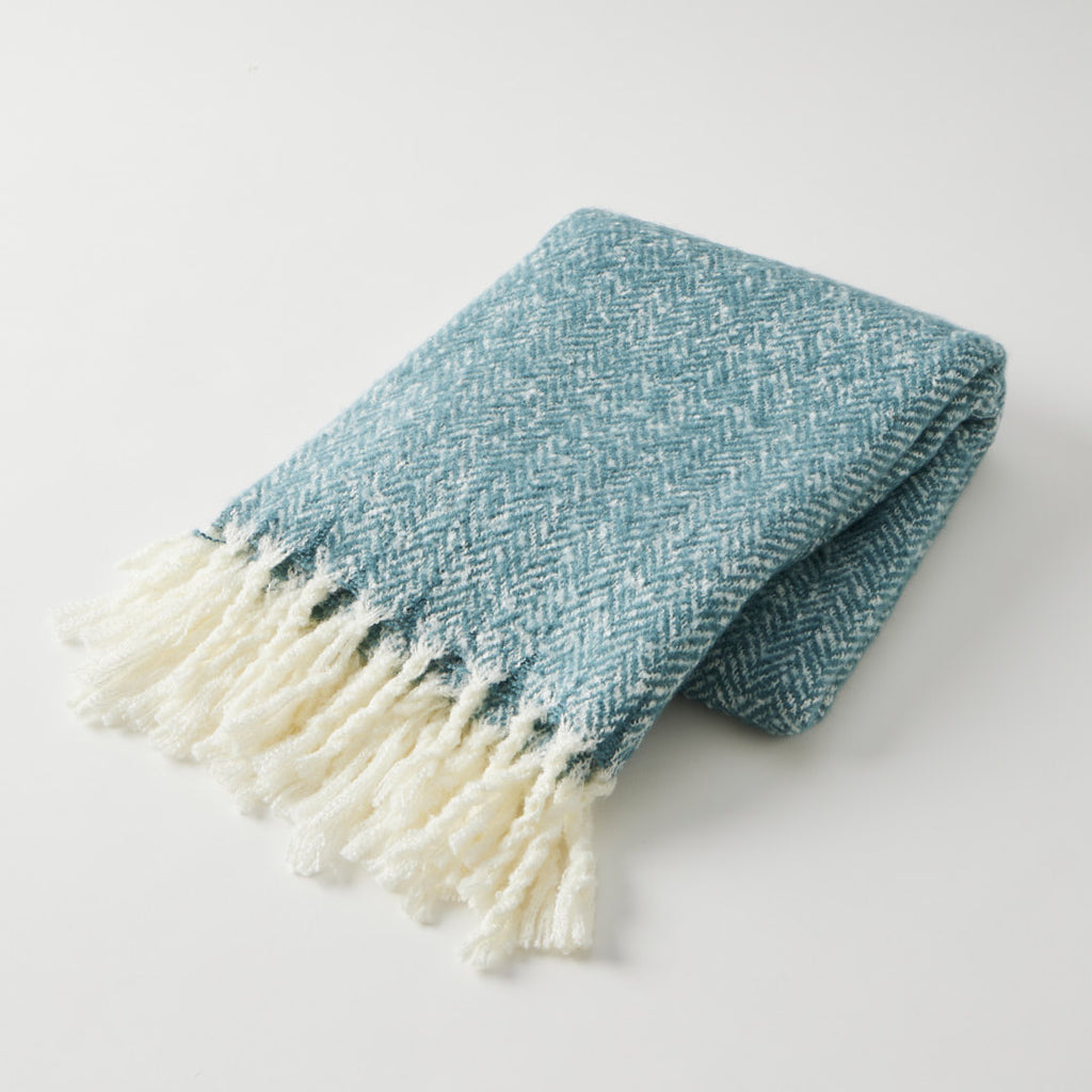 Pilbeam Living Herringbone Throw Teal