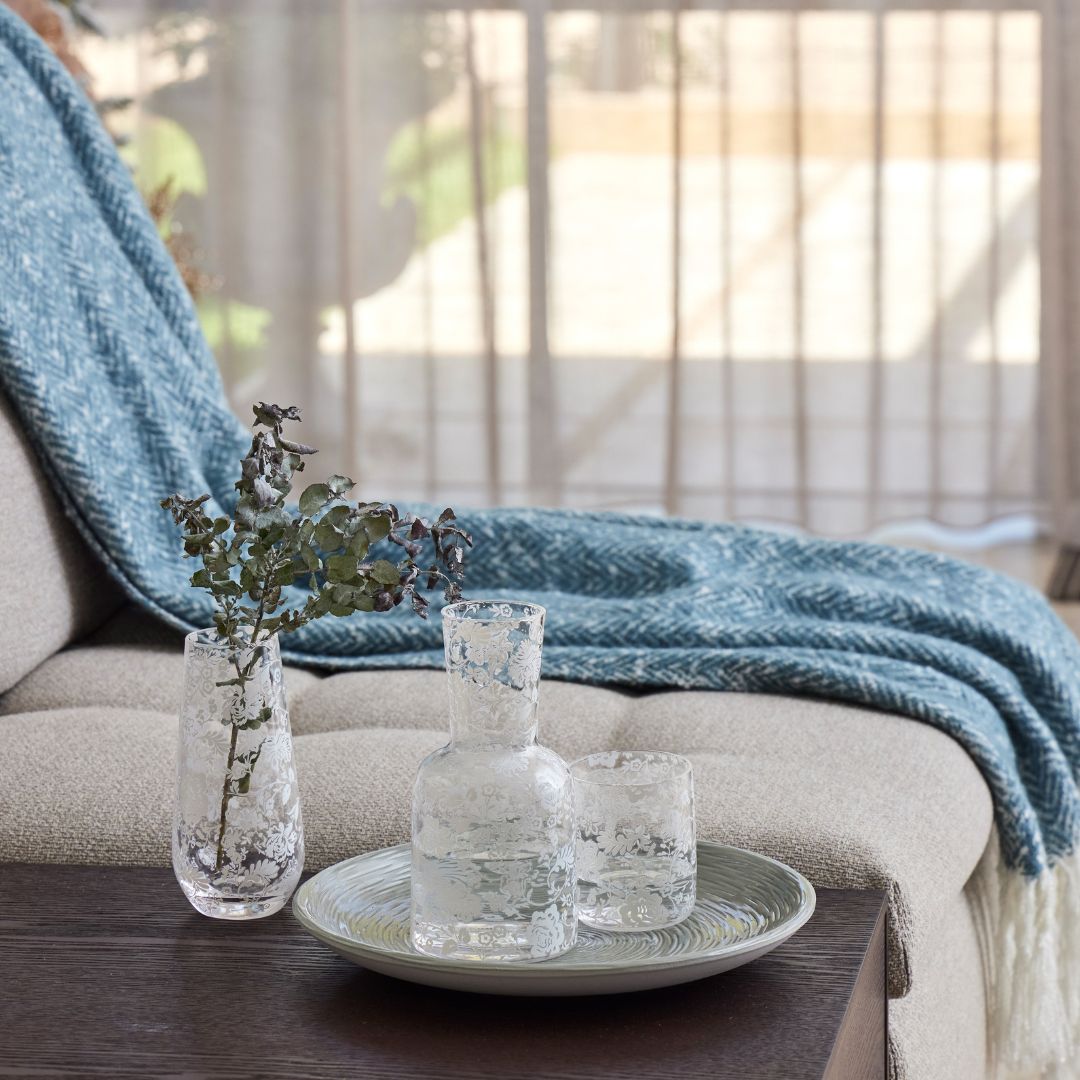 Pilbeam Living Herringbone Throw Teal