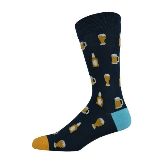 Bamboozld Mens Beer Bamboo Sock Navy R7-11