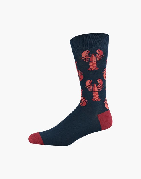 Bamboozld Mens Leroy Lobster Bamboo Socks Navy/red R7-11