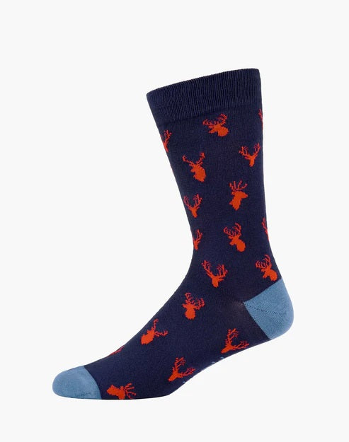 Bamboozld Mens Ditsy Deer Bamboo Sock Navy R7-11