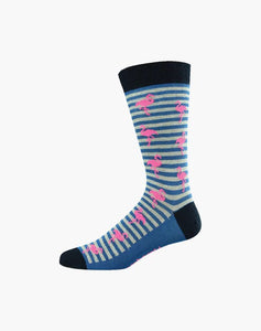 Bamboozld Mens Flamingo Stripe Sock Grey R7-11