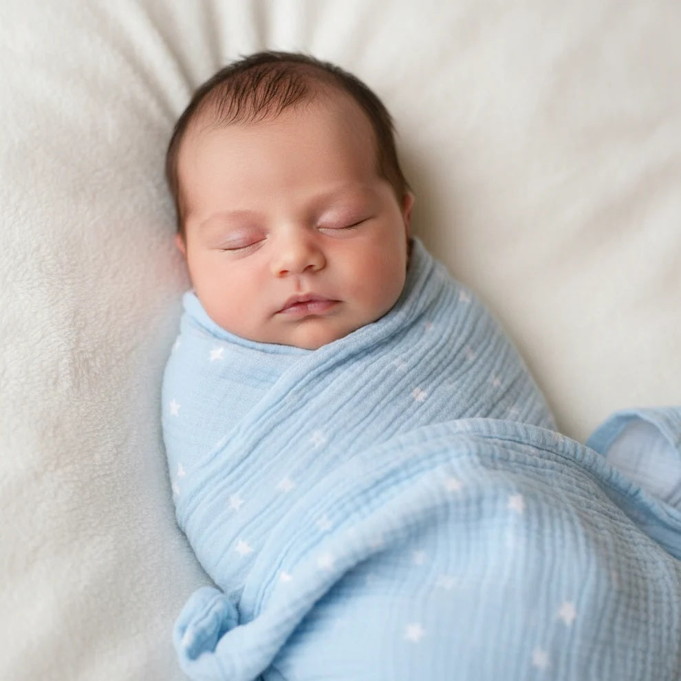 Alimrose Muslin Swaddle Starry Night - Baby Blue