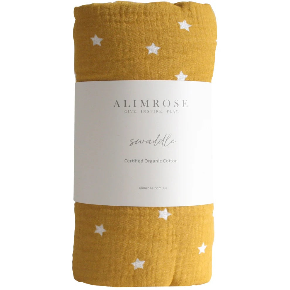 Alimrose Muslin Swaddle Starry Night Butterscotch