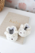 Load image into Gallery viewer, Alimrose Sherpa Bear Booties Ivory 0-6mths
