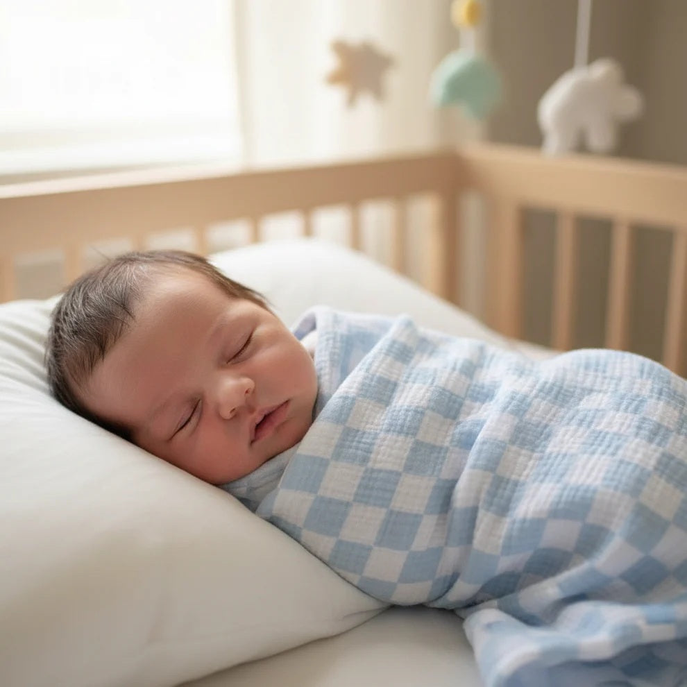 Alimrose Muslin Swaddle Blue Check