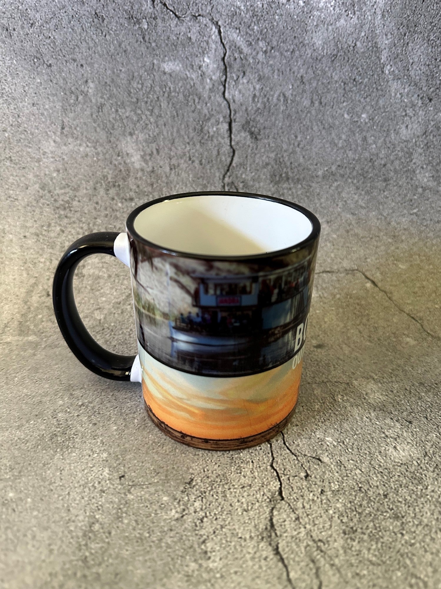 Bourke Coffee Mug Sublimated Black Rim Jandra Bridge Outback Scene